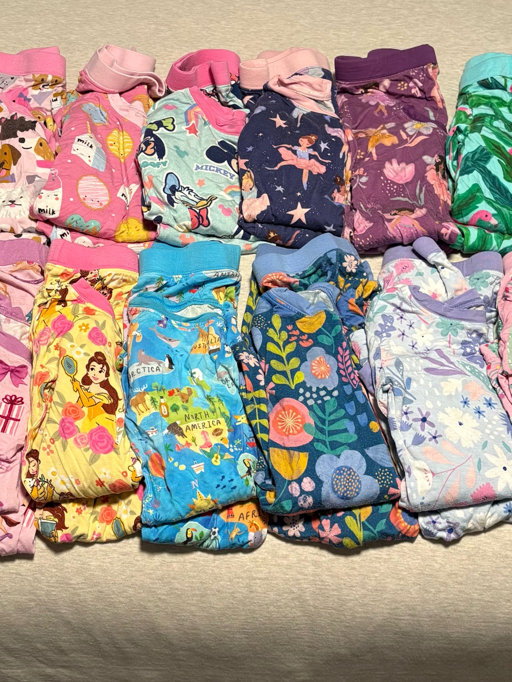 16 Pair Girl’s Little Sleepies Pajamas, Size 4t